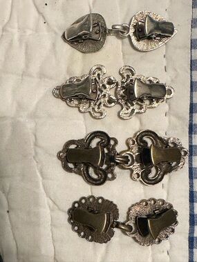 Vintage Silver-Tone Decorative Cloak Clasps Set